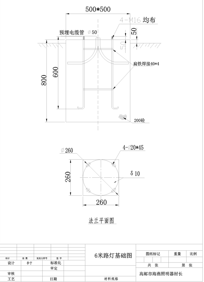 6米路燈基礎(chǔ)圖