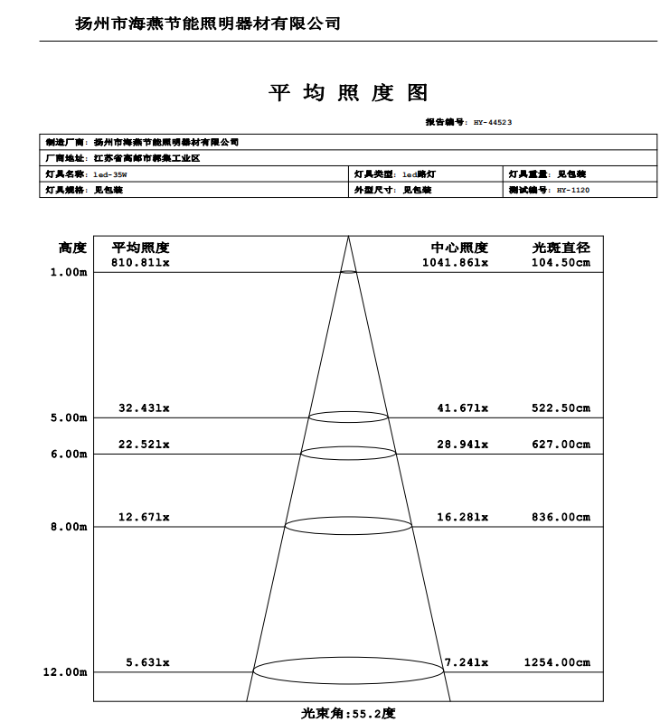 路燈燈具檢測報告